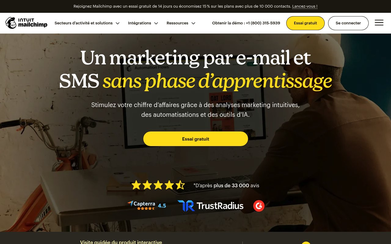 Apercu du site Mailchimp
