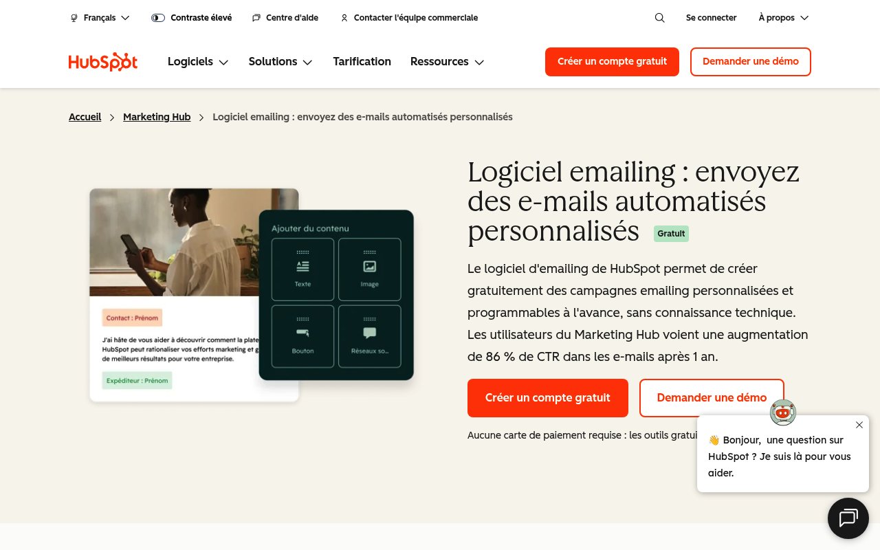 Apercu du site HubSpot Marketing Hub
