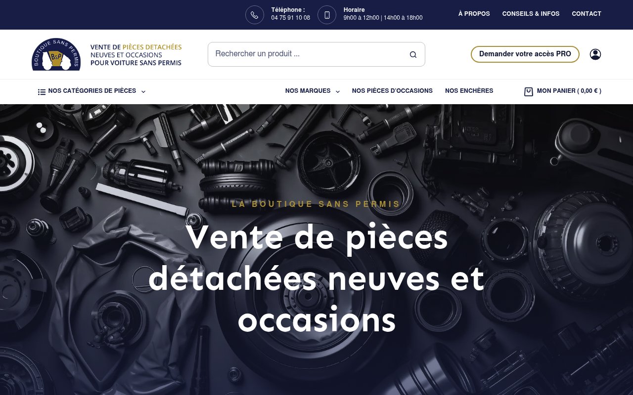 Apercu du site Boutique Sans Permis