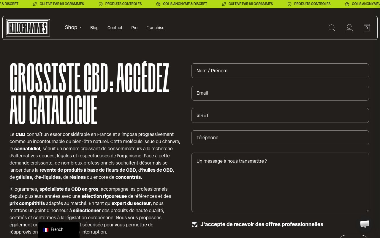 Apercu du site Kilogrammes