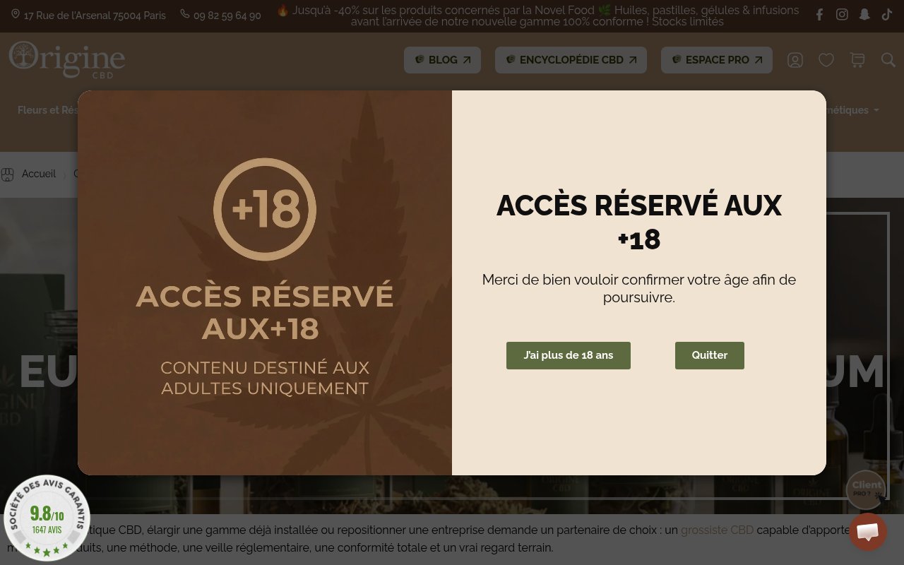 Apercu du site Origine Diffusion — Origine CBD