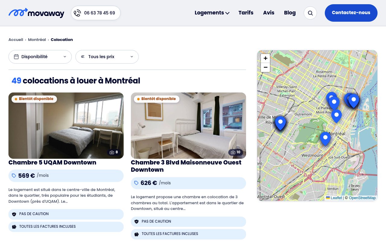 Top 5 Marketplace colocation Montréal 2 Apercu du site Movaway