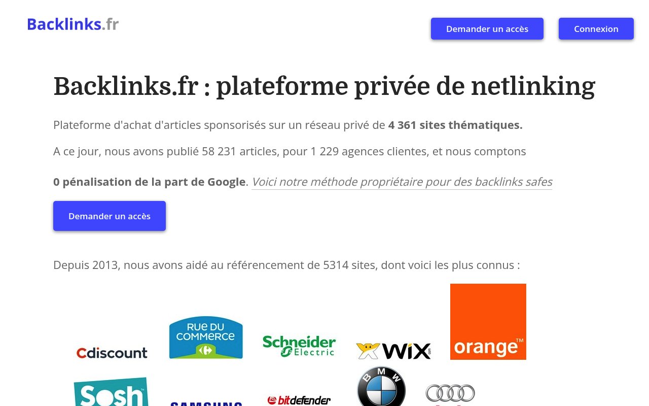 Apercu du site Backlinks.fr