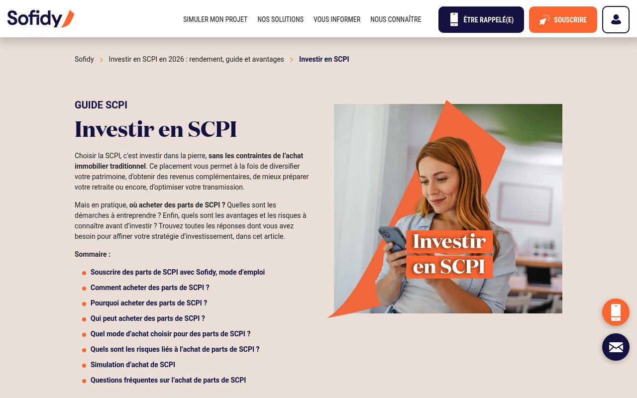 Aperçu du site Sofidy