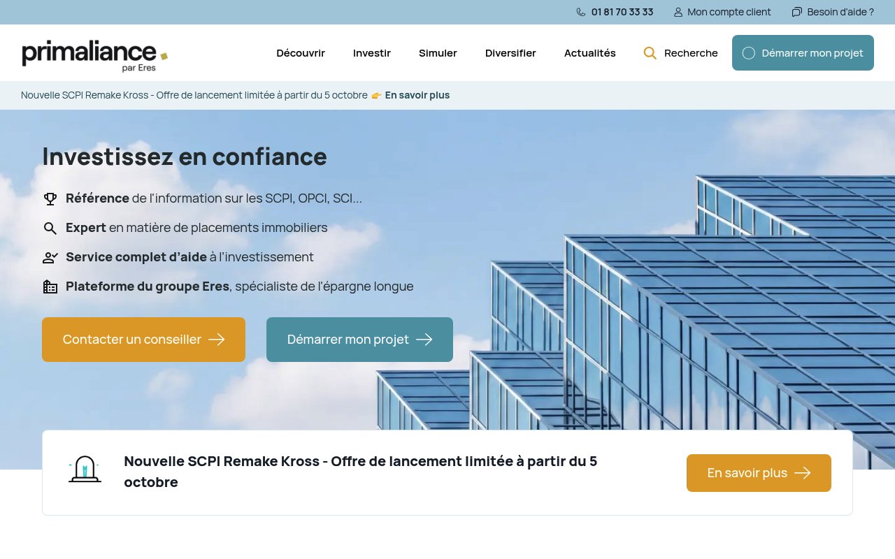 Aperçu du site Primaliance