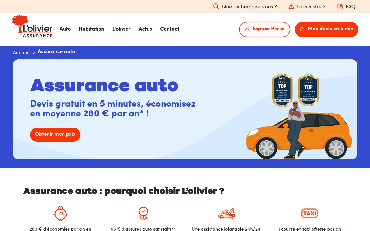 Apercu du site L’olivier Assurance
