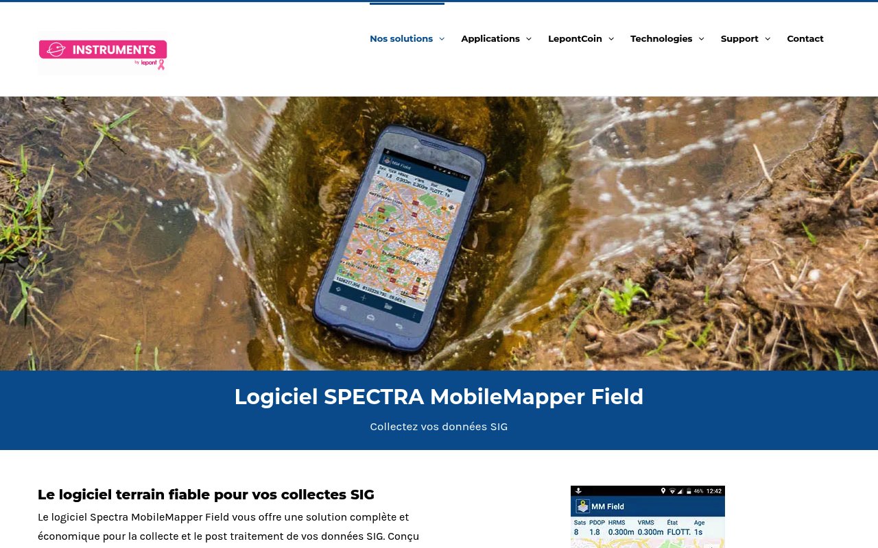 Aperçu du site MobileMapper Field