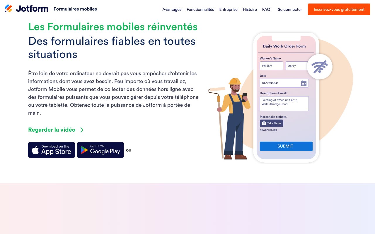 Aperçu du site Jotform Mobile