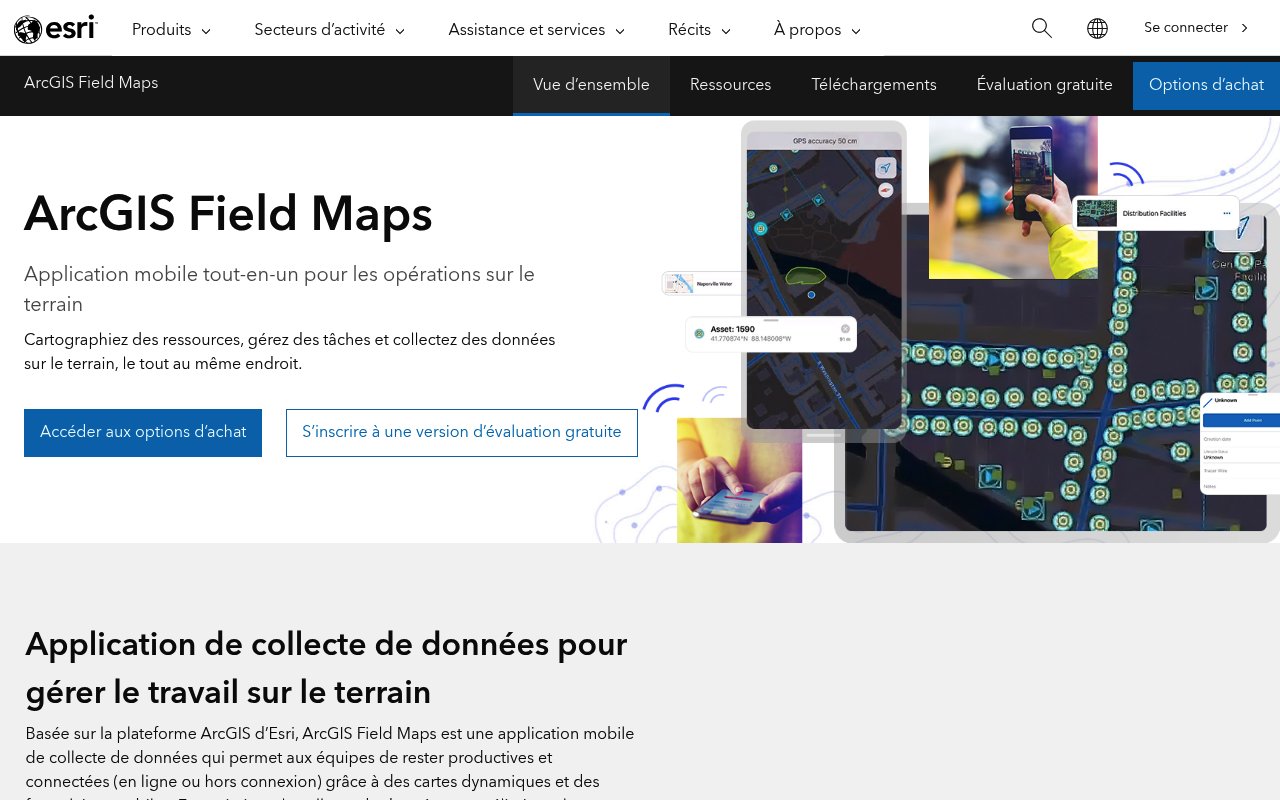 Aperçu du site ArcGIS Field Maps