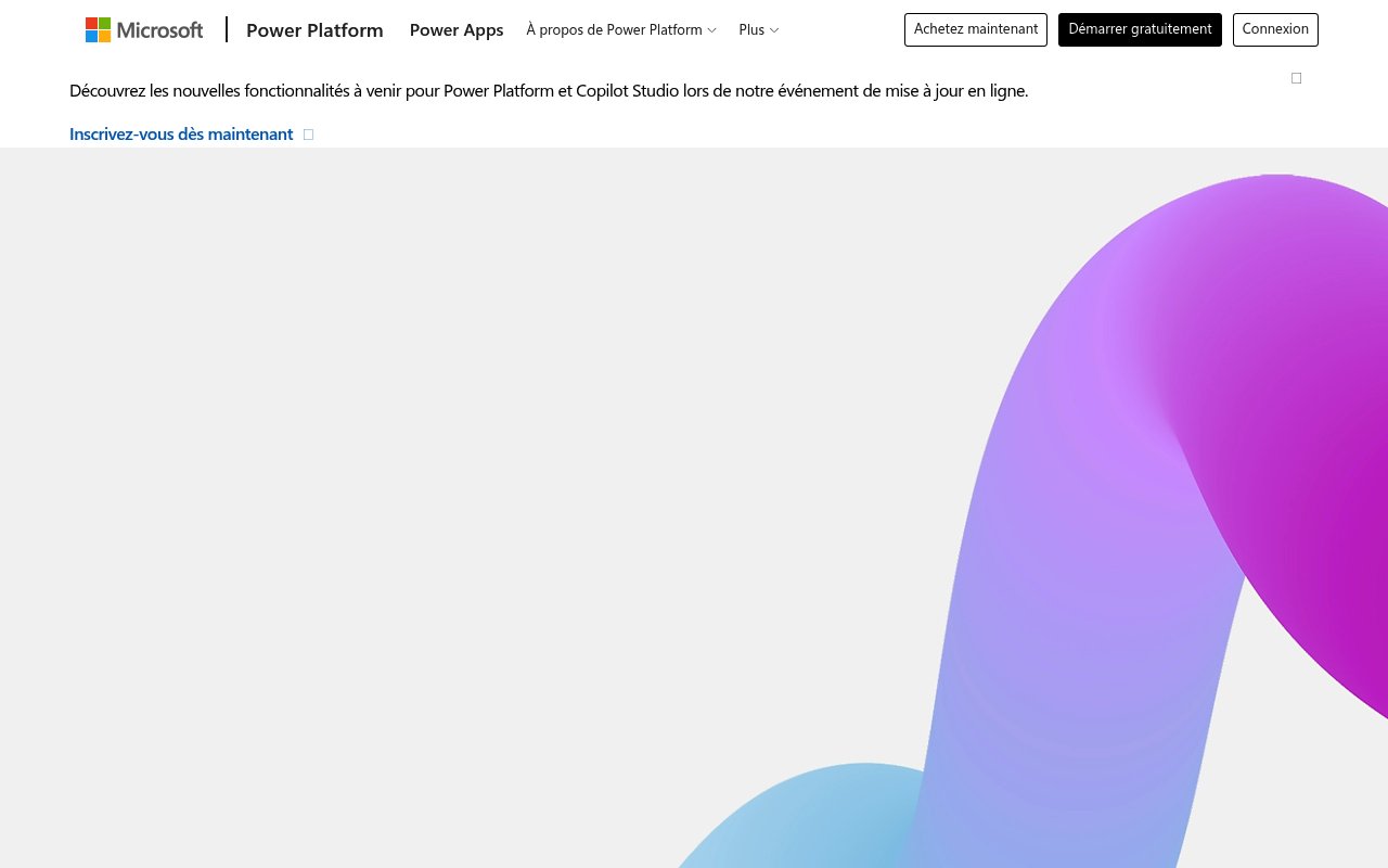 Aperçu du site Microsoft Power Apps