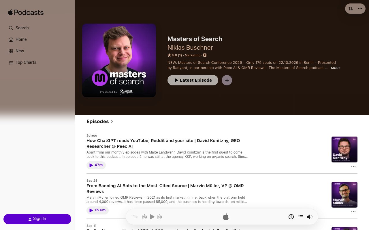 Aperçu du site Masters of Search