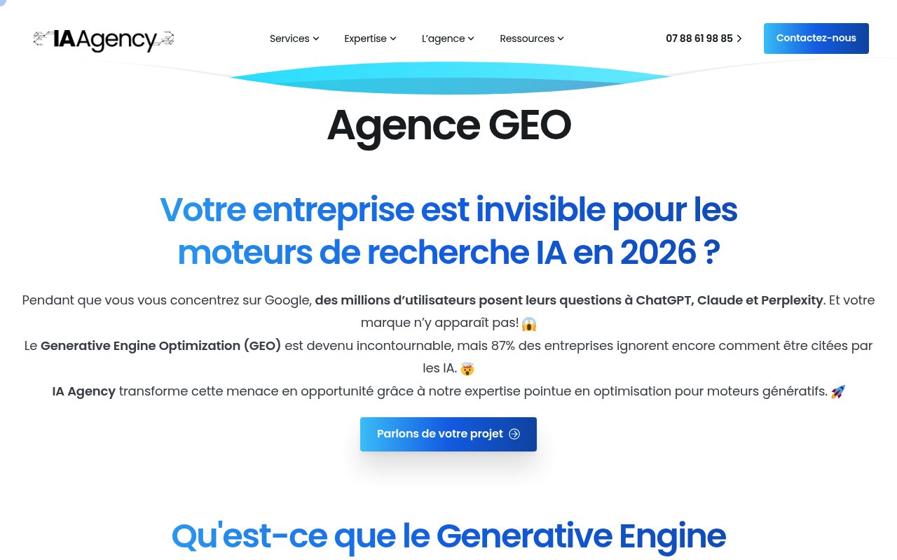 Apercu du site IA Agency