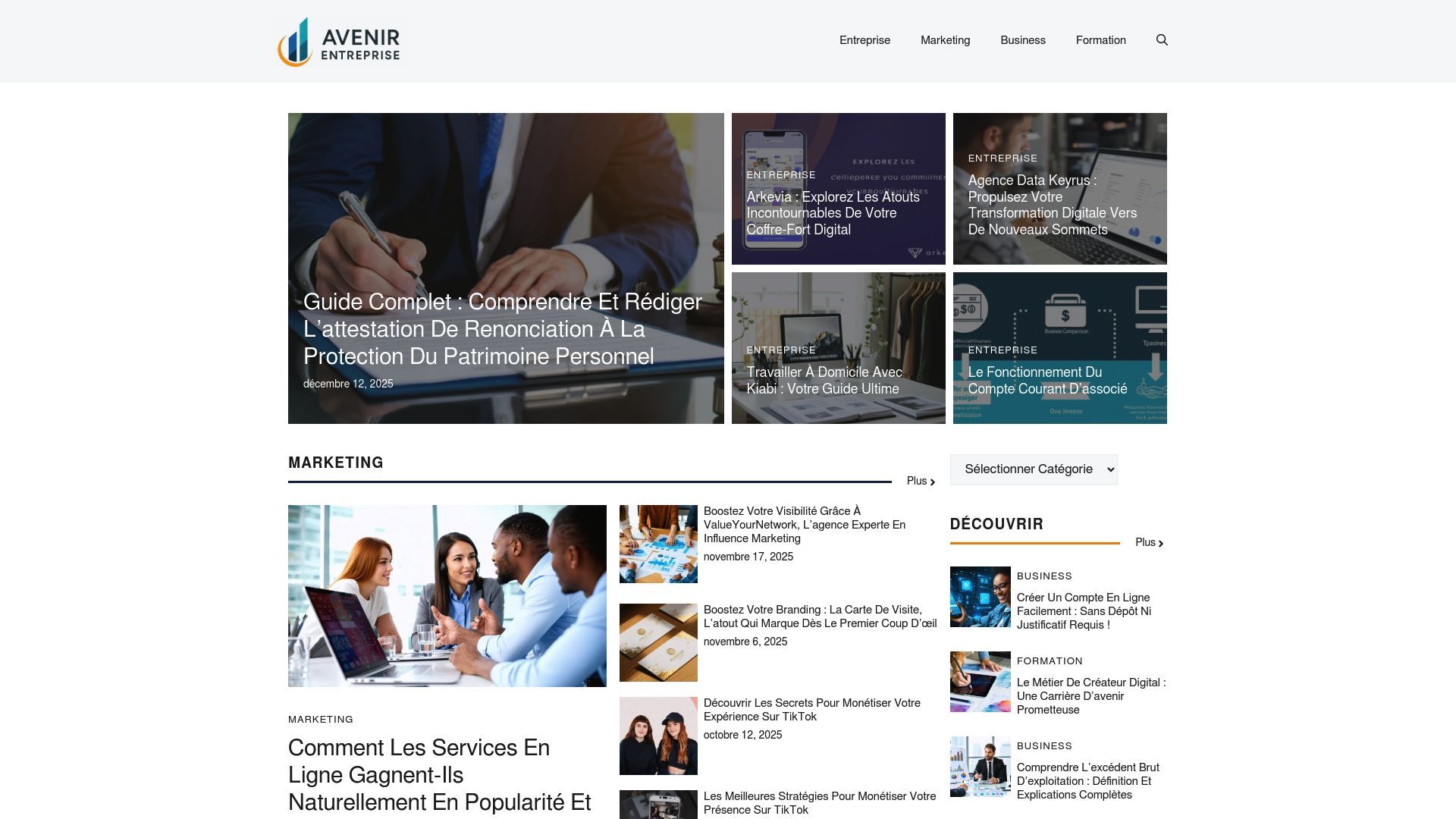 Aperçu de avenir-entreprise.fr