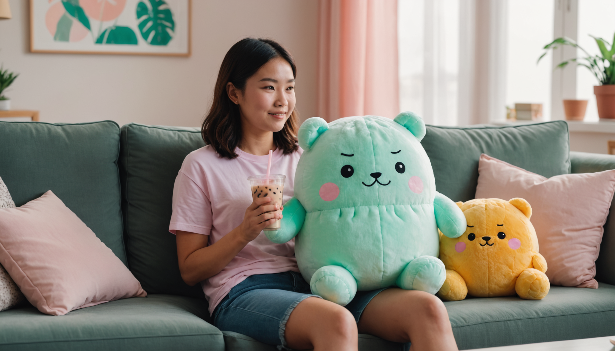 Illustration : e aux manipulations couleurs teintes pastel résistantes conservation — top raisons d’adopter une peluche bubble tea xxl pour vos loisirs