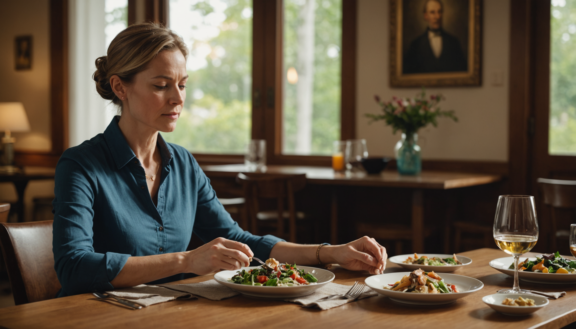 Illustration : mangez en pleine conscience, sans distraction, en portant — harmonie et légèreté : l'art de vivre en équilibre