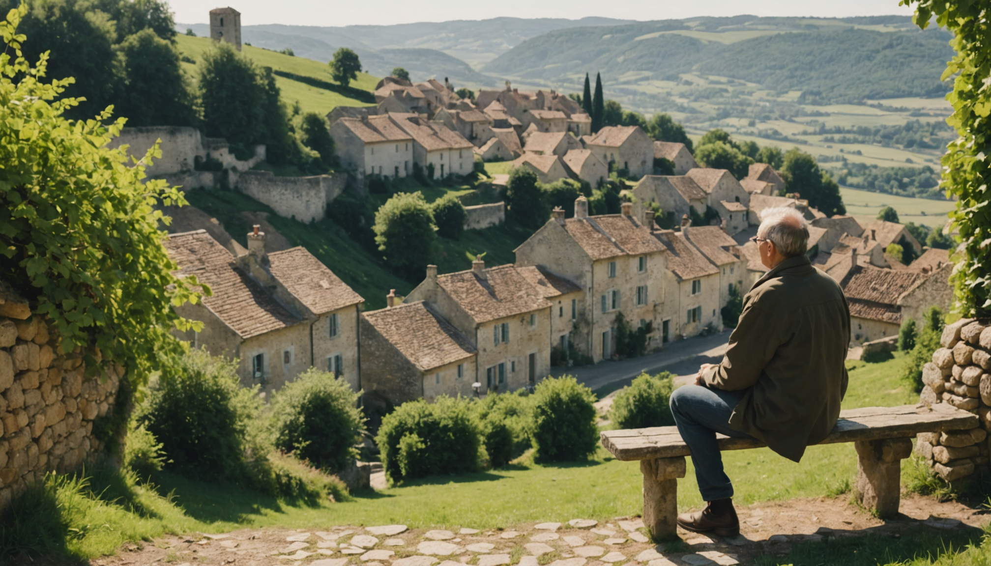 Illustration : sérénité, en prenant le temps d'admirer les panoramas — exploration et détente : secrets cachés de la france rurale
