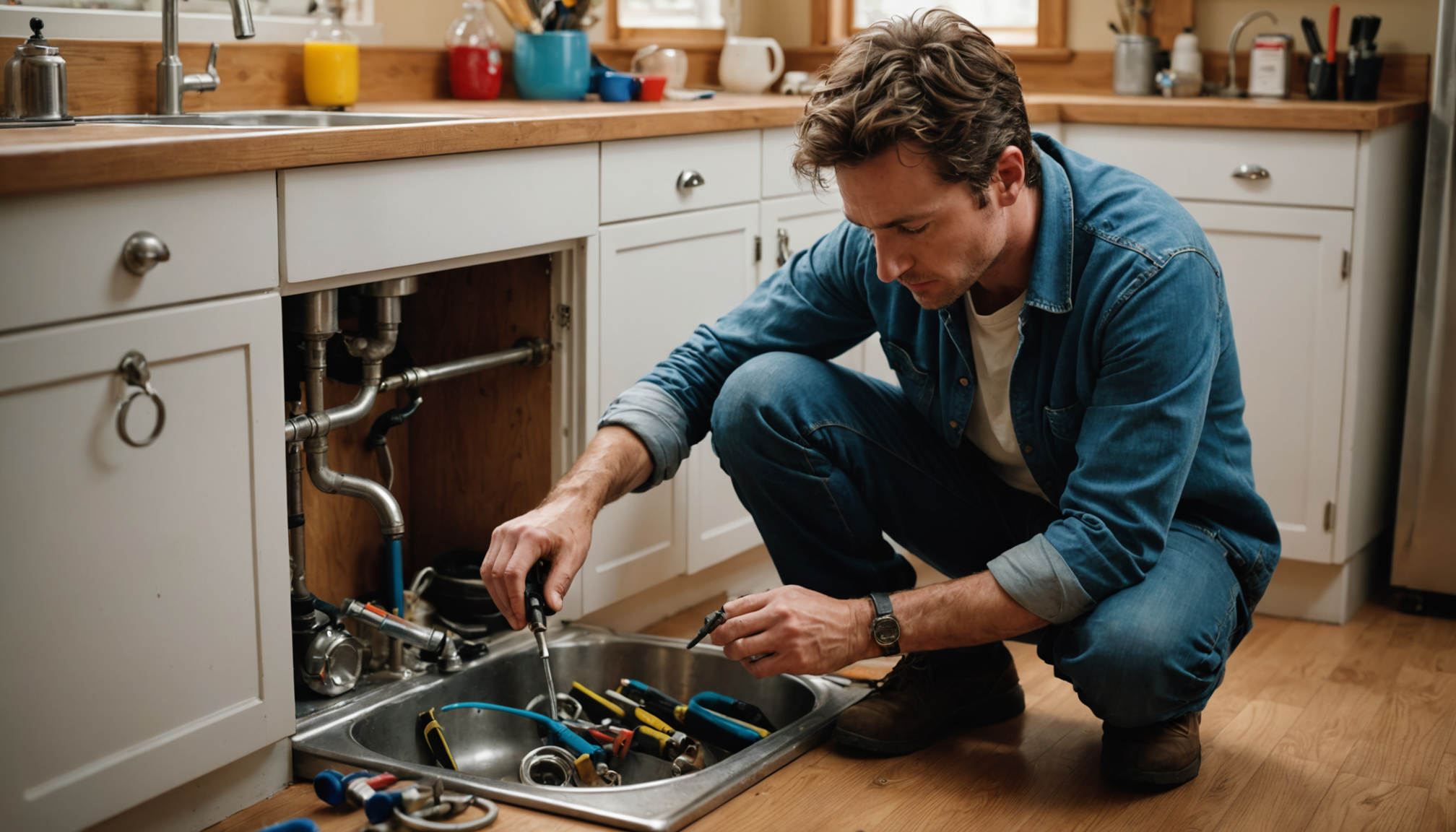 créer ou réparer : l'art du bricolage simplifié — le siphon sous l'évier se démonte à la