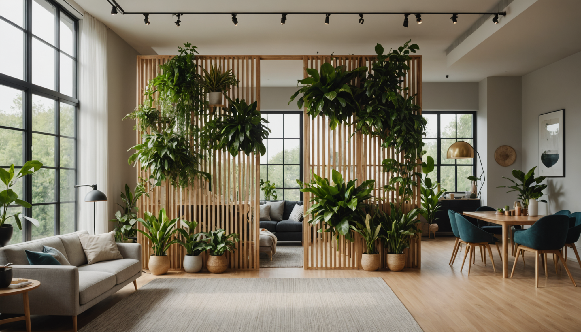 Illustration : la végétalisation du claustra crée un mur vivant — claustra bois intérieur : la tendance déco qui transforme vos espaces