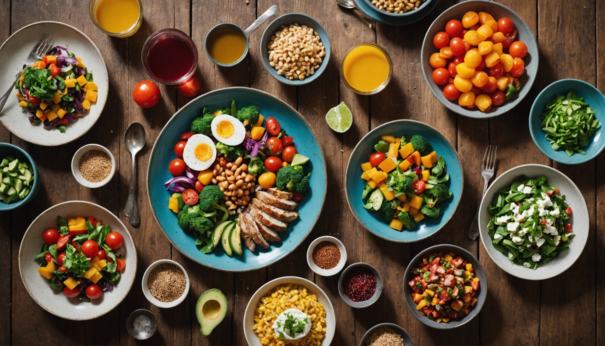 Illustration : assiette colorée et variée, où chaque nutriment joue — 7 astuces pour sublimer votre éclat naturel