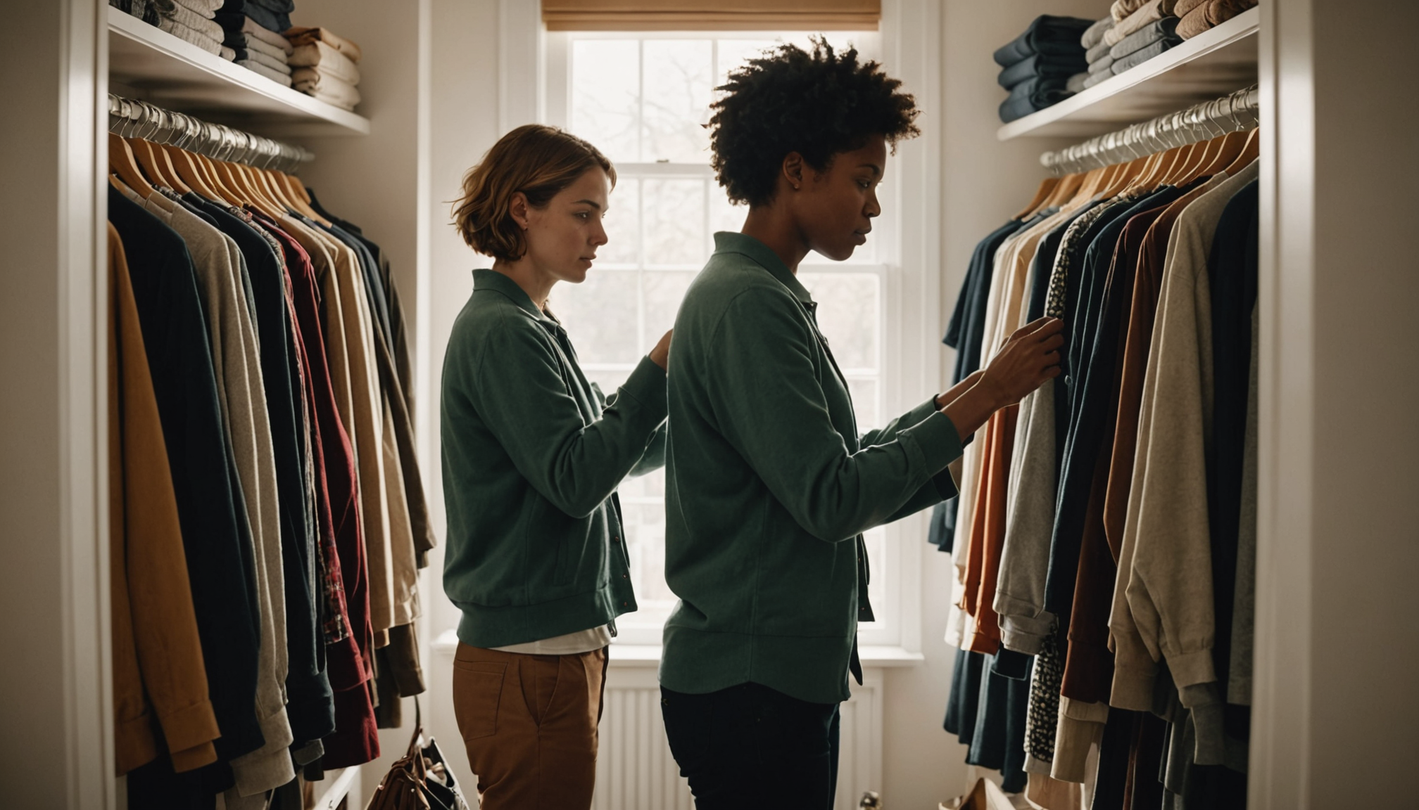 Illustration : déplacez vos vêtements dans votre placard. en changeant — 7 astuces pour rafraîchir votre garde-robe cette saison