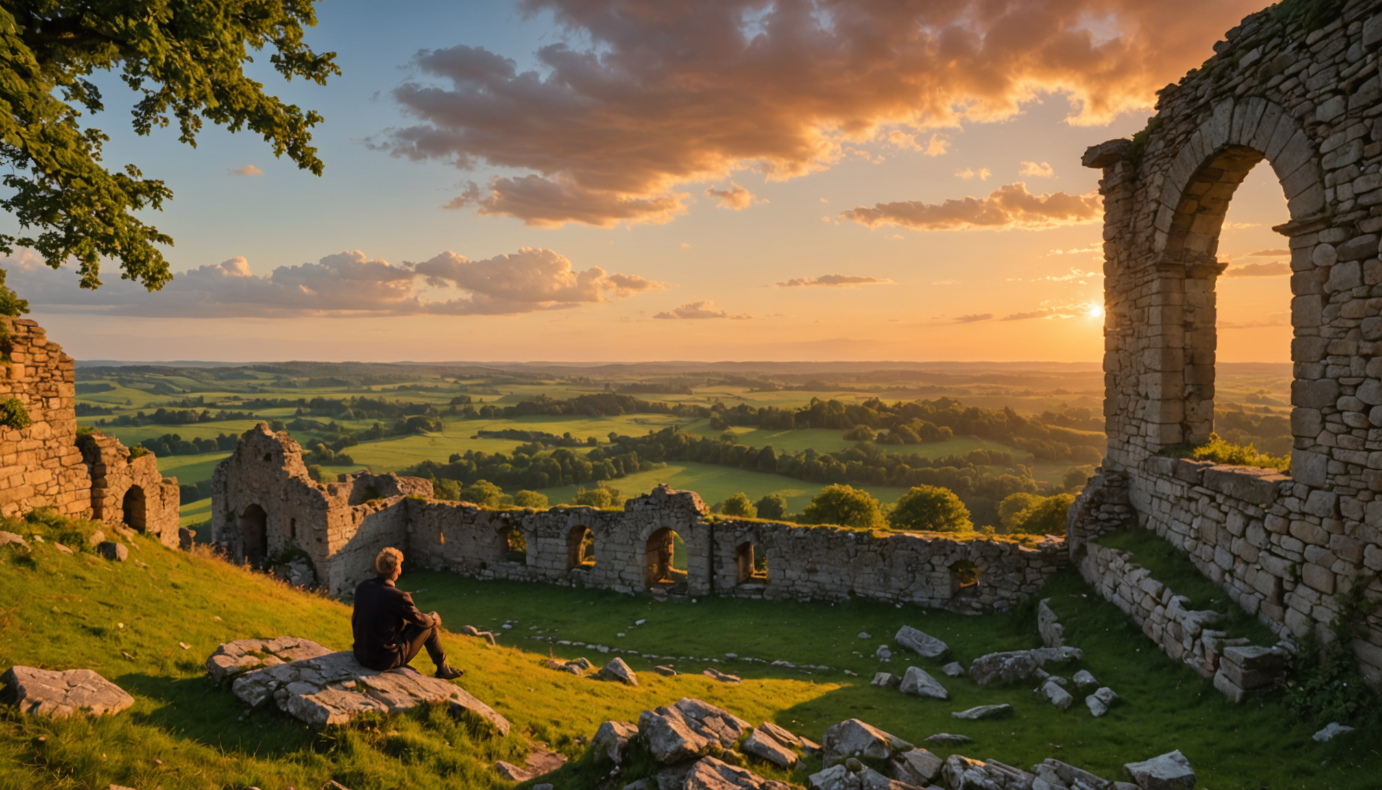 Illustration : la sécurité doit rester une priorité. certaines zones — ruines de montrond au coucher du soleil : un décor chargé d’histoire