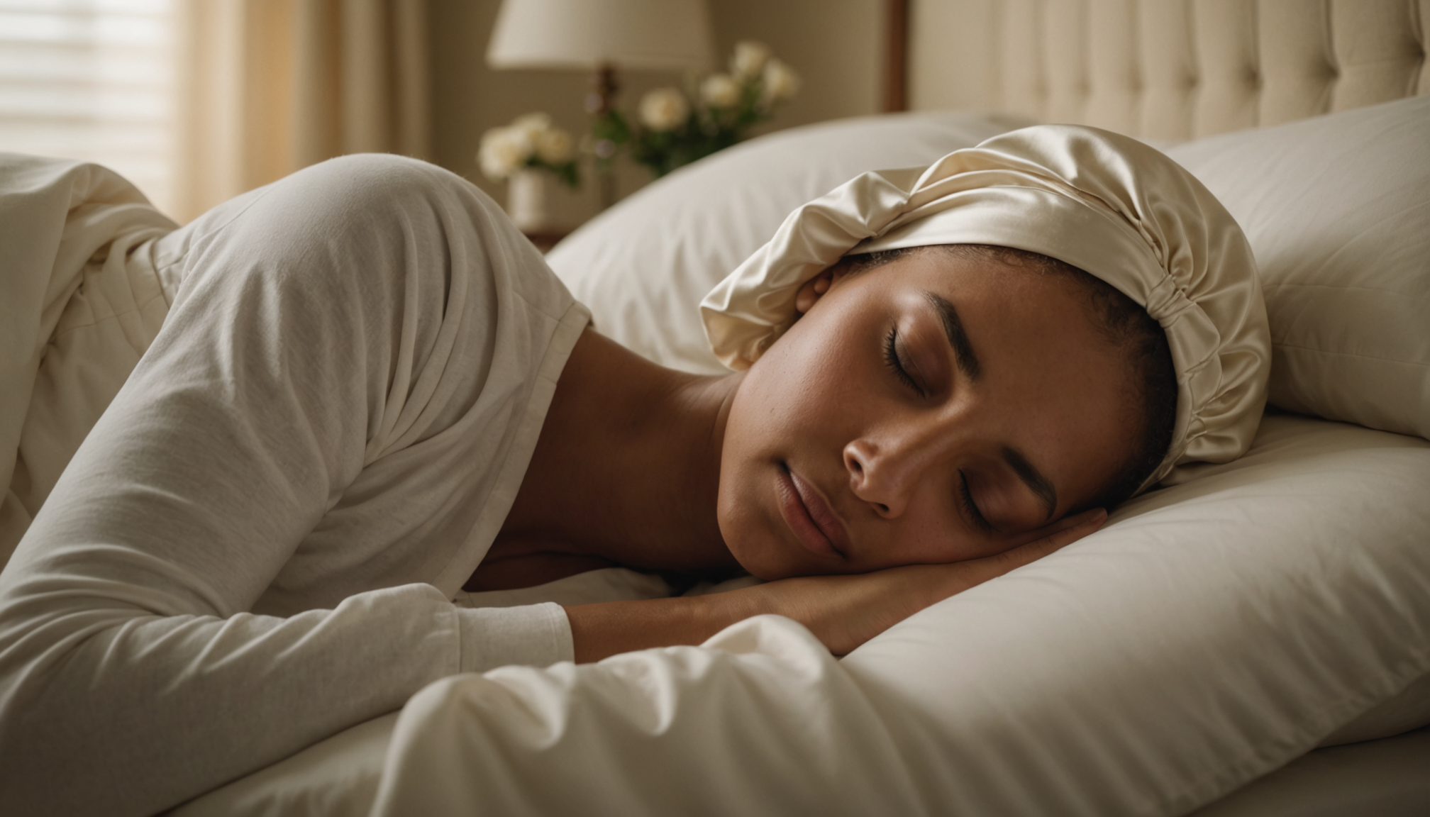 Illustration : l'inconvénient : le nœud peut se défaire pendant — dormir avec un bonnet en satin : le secret beauté encore sous-estimé