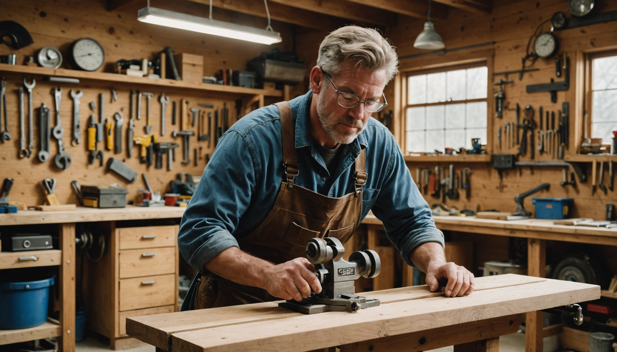 Illustration : l'étau d'établi fixé sur un plan de travail — outil indispensable pour réussir vos projets de bricolage ?