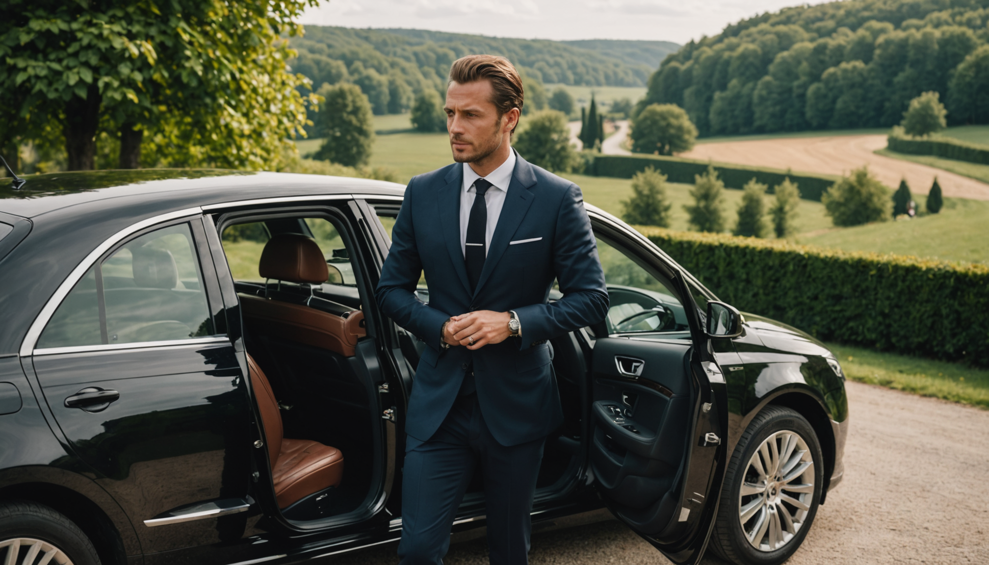 chauffeur VIP avec berline de luxe