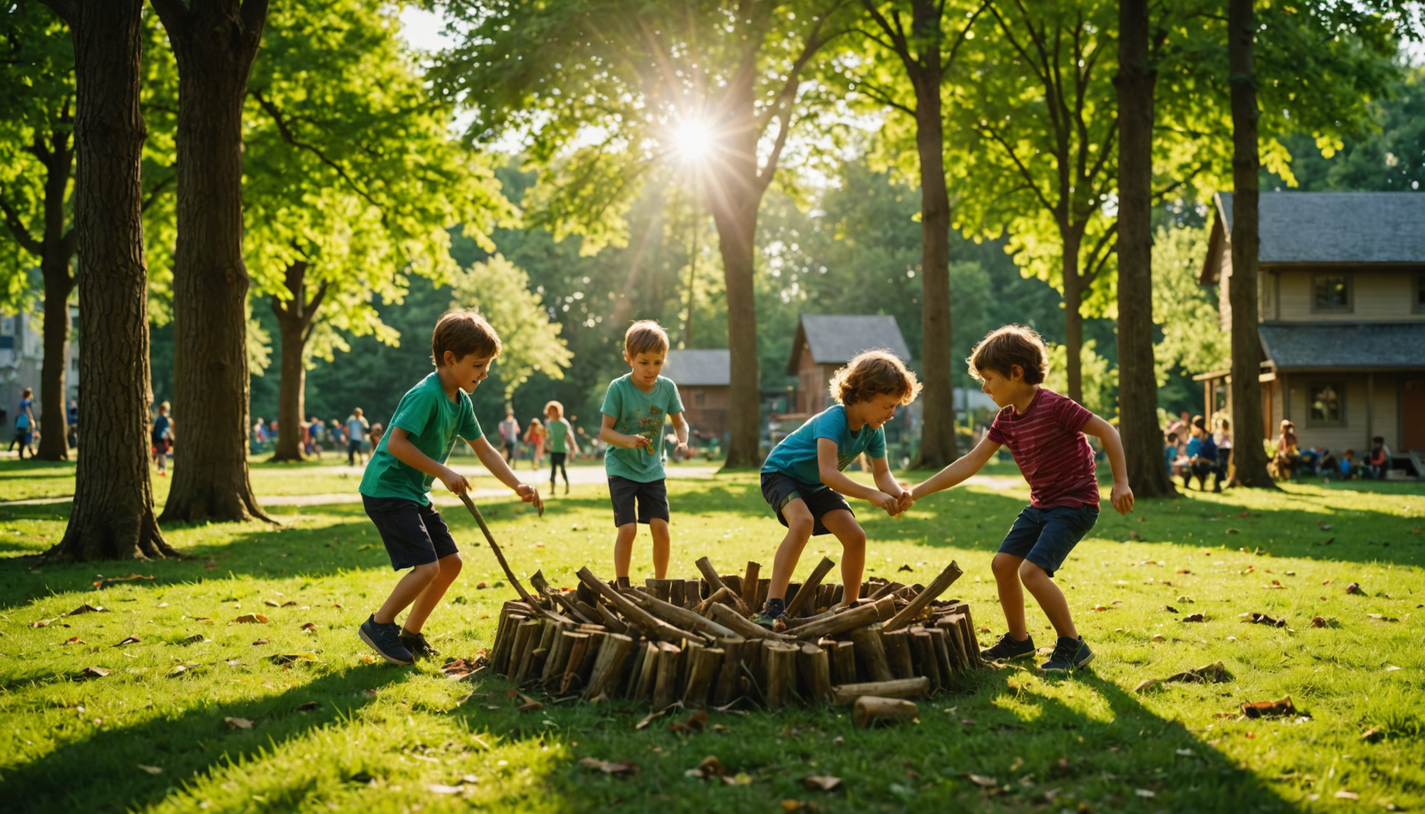 Illustration : le jeu libre en extérieur permet aux enfants — ce que les enfants apprennent en jouant ensemble dehors