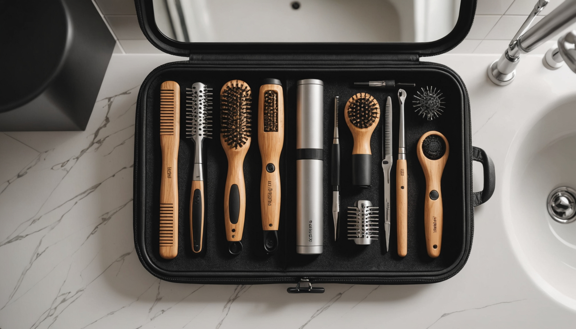 Illustration : optimale rangez les accessoires dans leur pochette de — air styler : l’alternative moderne au sèche-cheveux et au fer à boucler