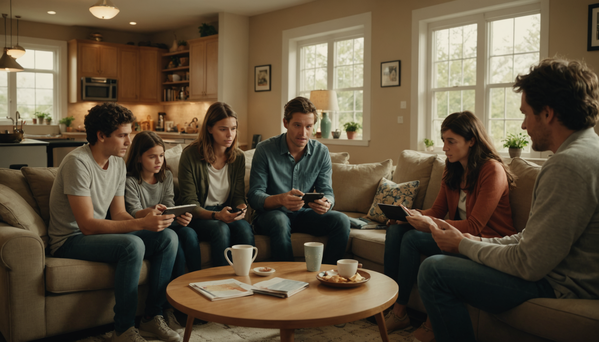 Illustration : us adaptés, créations numériques adolescents négocier ensemble responsabilisation — naviguez les défis de la parentalité moderne avec succès