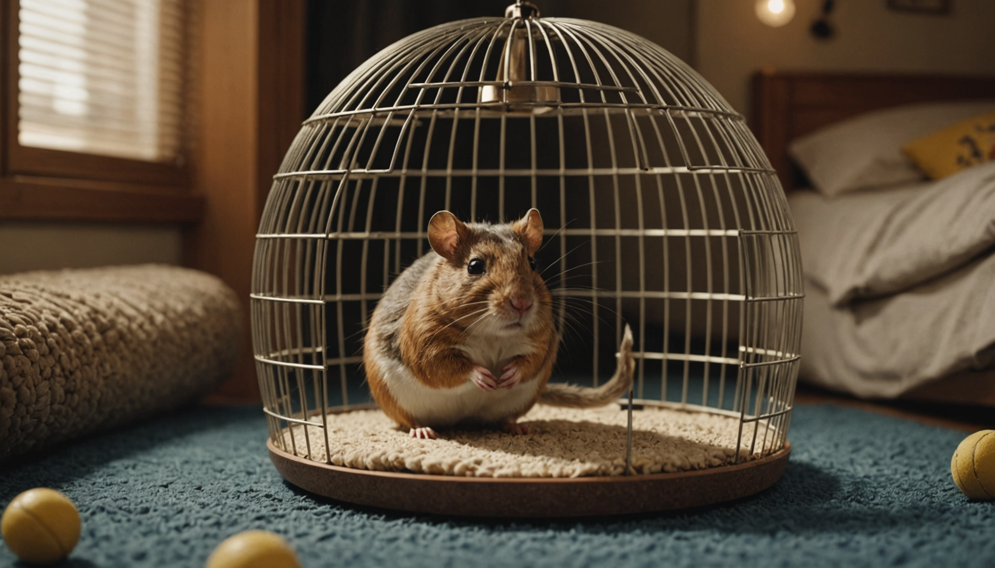 Illustration : déposez un tapis en caoutchouc ou en liège — roue pour rongeur sans bruit : améliorez le bien-être de votre animal