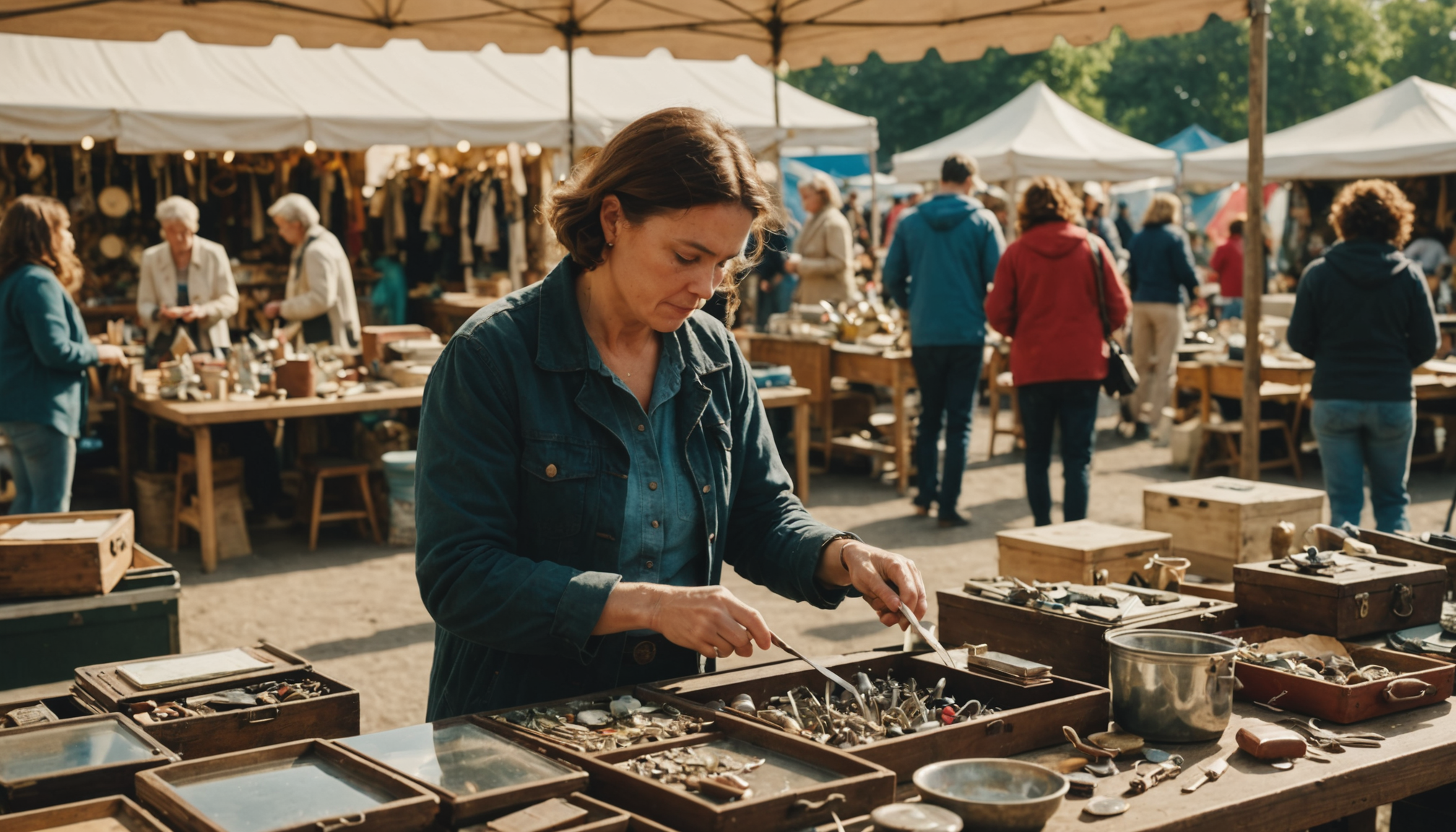 Illustration : fréquentez les brocantes, les dépôts-ventes et les ressourceries — 7 astuces pour un bricolage efficace et créatif