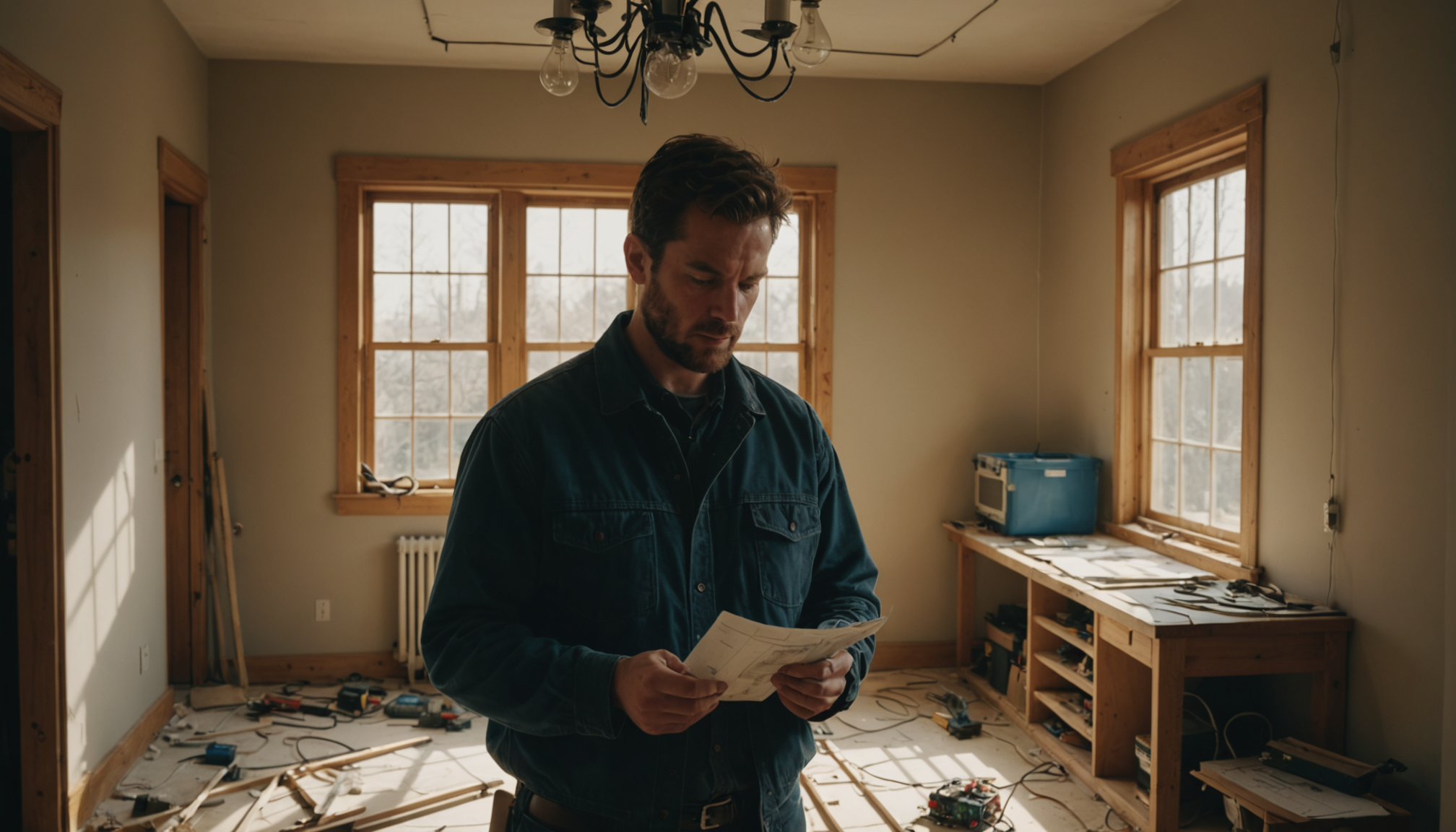 Illustration : à 2 semaines électricité et éclairage 4 faible — isolation, plomberie, électricité : par où commencer ?