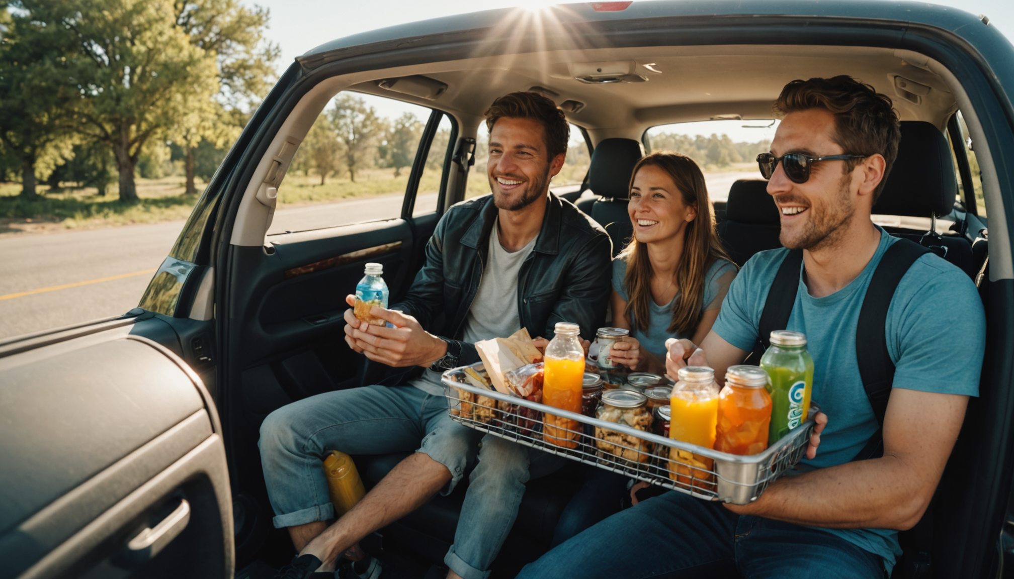 Illustration : gardez toujours une réserve d'eau, de fruits secs — road trip réussi : planifier sans stress