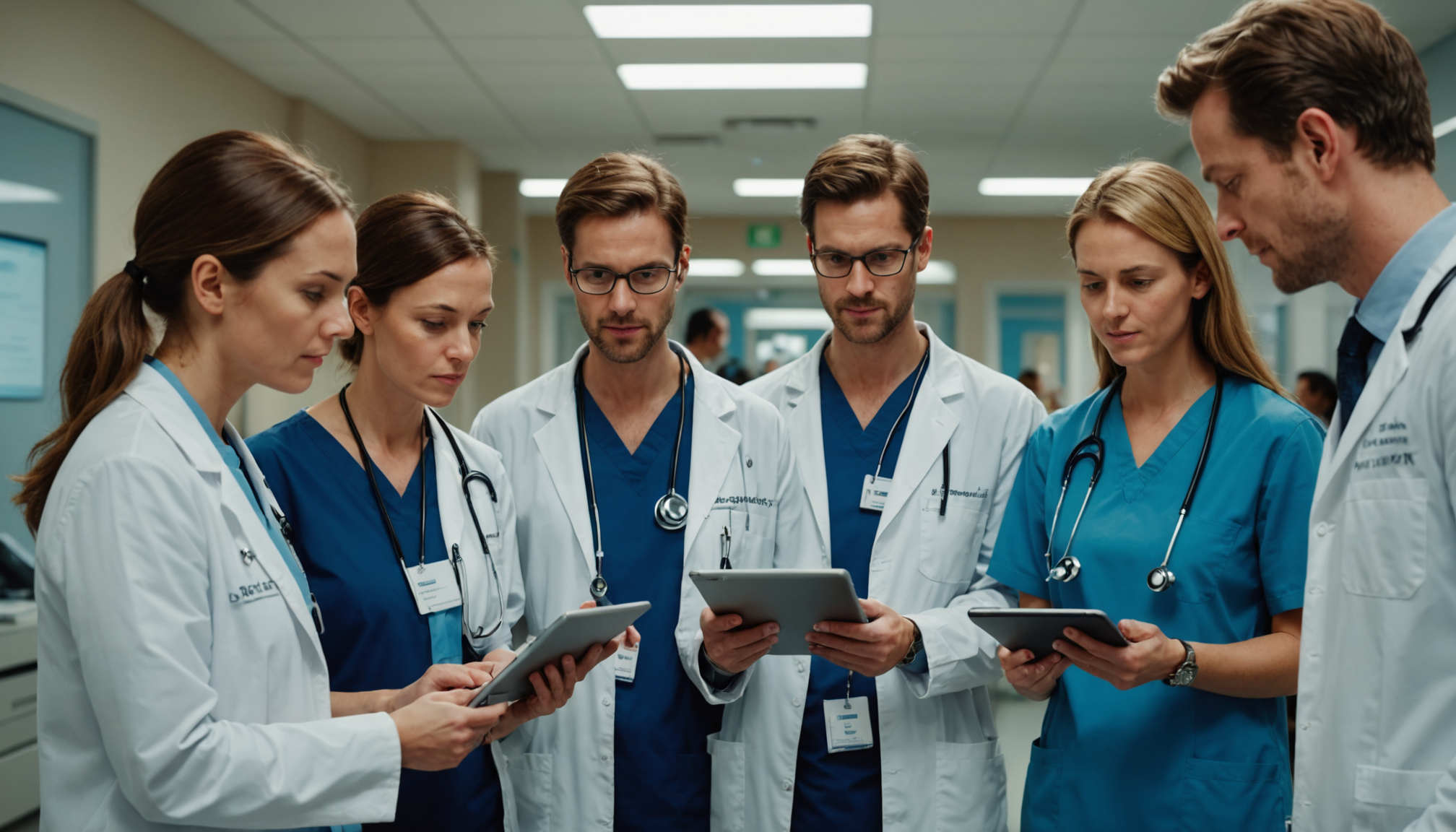 Illustration : professionnels aux outils numériques maintien de la relation — médecine et technologie : une alliance prometteuse