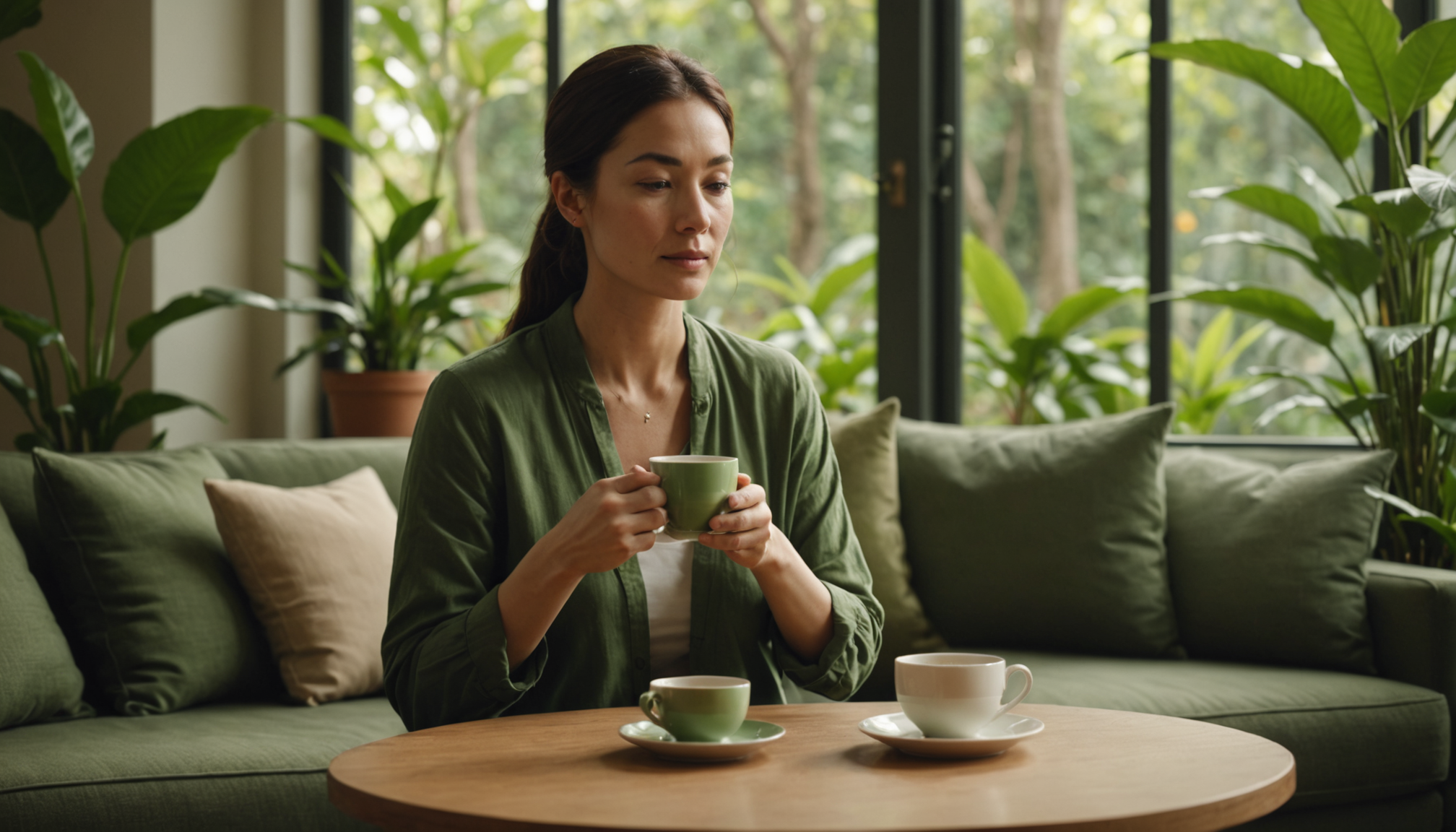 Illustration : nti-inflammatoires thé vert contenant l-théanine, acide aminé favorisant — secrets d’un équilibre corps-esprit réussi