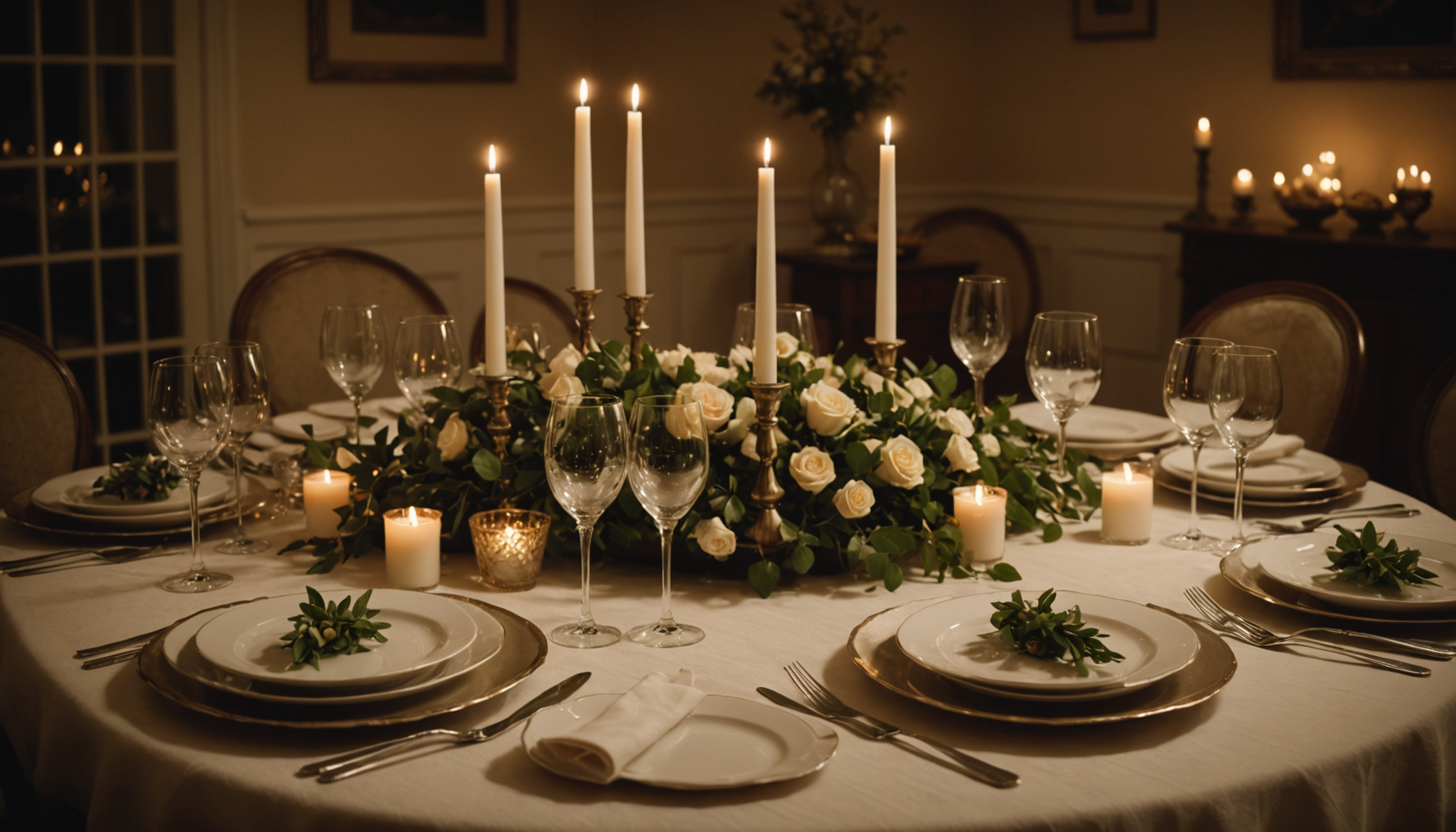 Illustration : multipliez les sources lumineuses douces plutôt qu'un éclairage — réussir un dîner élégant sans exploser son budget