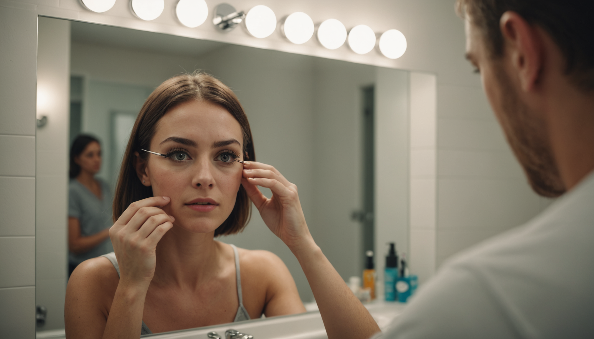 mettre des faux cils magnétiques ? — prenez ensuite la bande inférieure et glissez-la sous