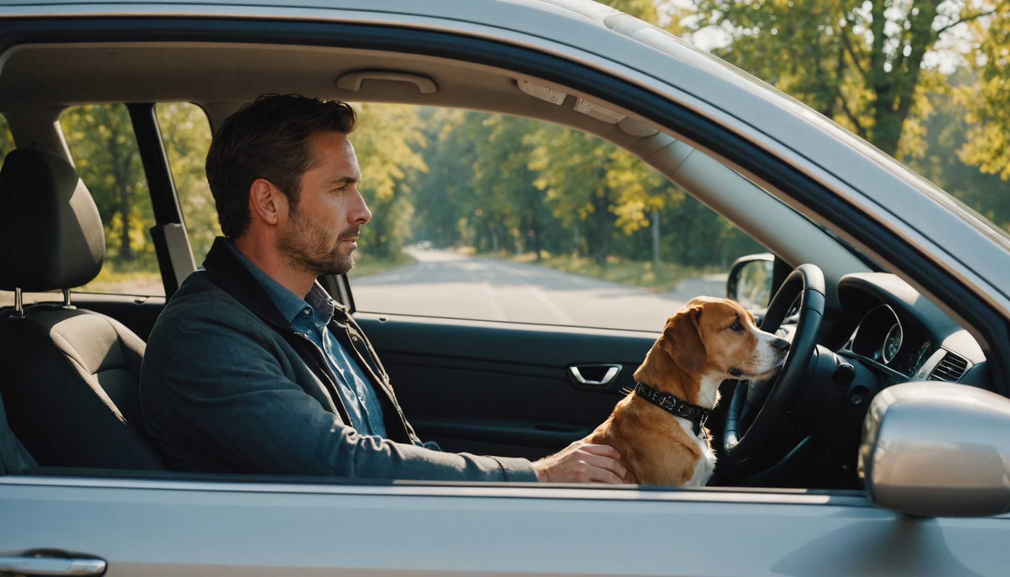 Illustration : ralentissez votre conduite, parlez calmement à votre animal — transporter son animal en toute sécurité sans stress ?