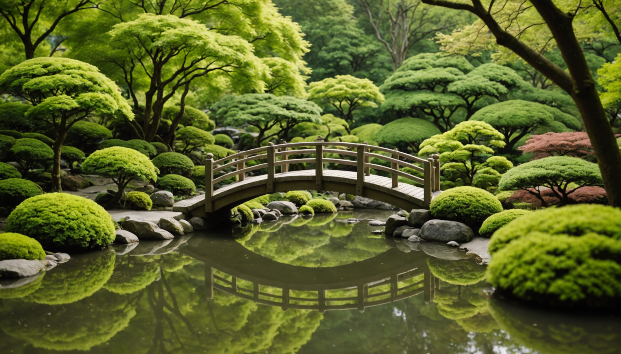 Illustration : les ponts, même miniatures, symbolisent le passage d'un — beauté et sérénité : l'art du jardin japonais