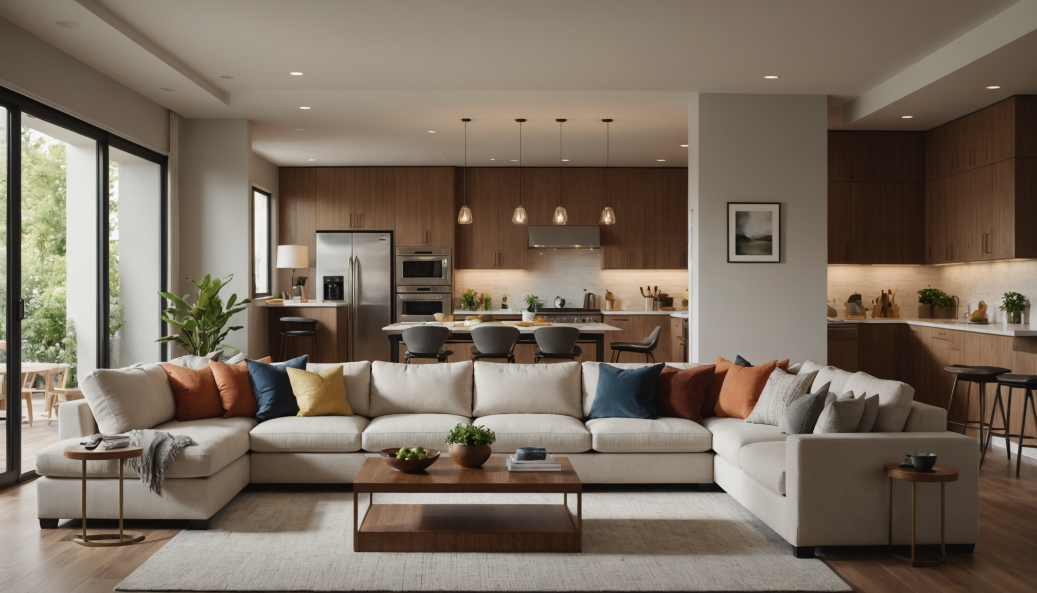 Illustration : dans un espace ouvert combinant salon et salle — canapé en u : tout ce qu'il faut savoir avant d'acheter