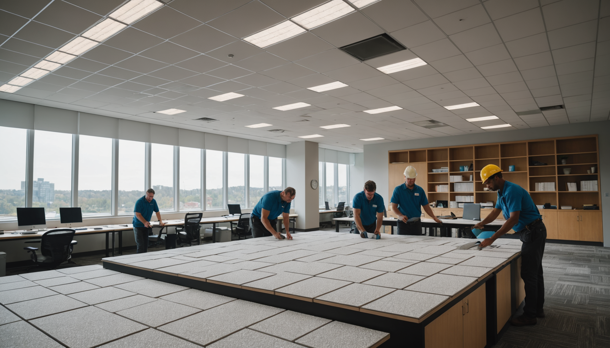 Illustration : les dalles de faux-plafond à changement de phase — matériaux innovants qui révolutionnent la construction