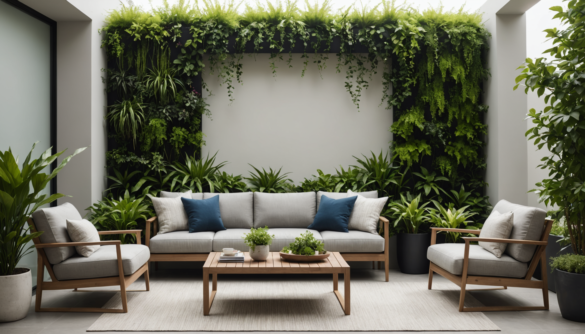 transformer son extérieur en coin détente moderne — le mur végétal constitue une solution spectaculaire pour