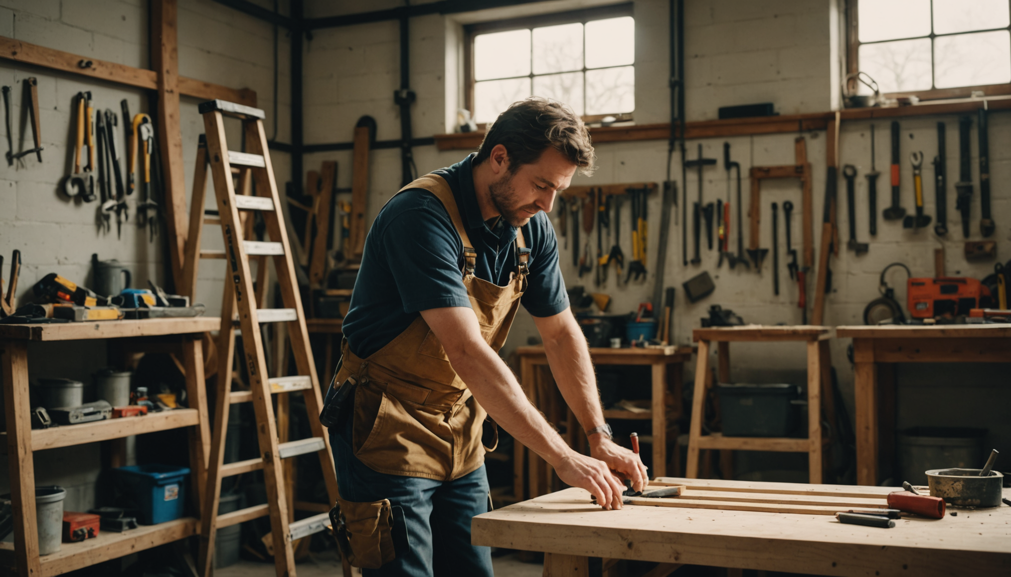 Illustration : l'angle d'appui d'une échelle doit respecter la règle — choix pratique : l'échelle ou l'escabeau idéal pour vos travaux
