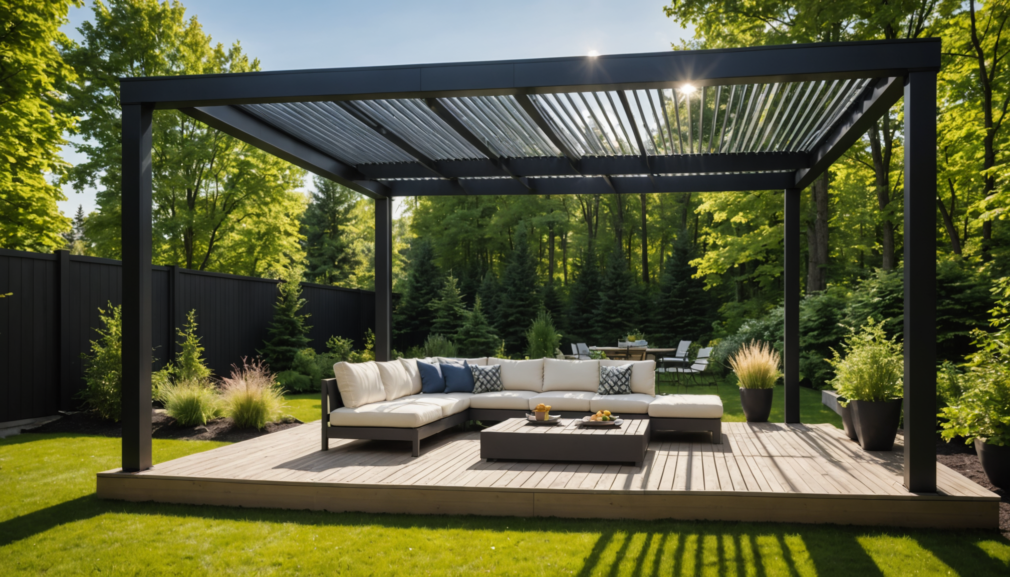pergolas modernes : l'élégance solaire pour vos jardins québécois — les systèmes bioclimatiques avec lames orientables peuvent également