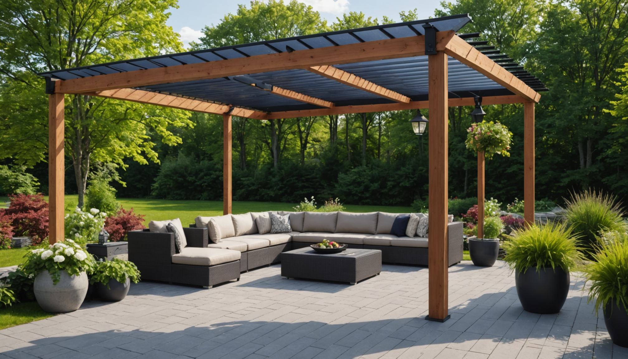 Illustration : le système d'évacuation des eaux pluviales mérite une — pergolas modernes : l'élégance solaire pour vos jardins québécois