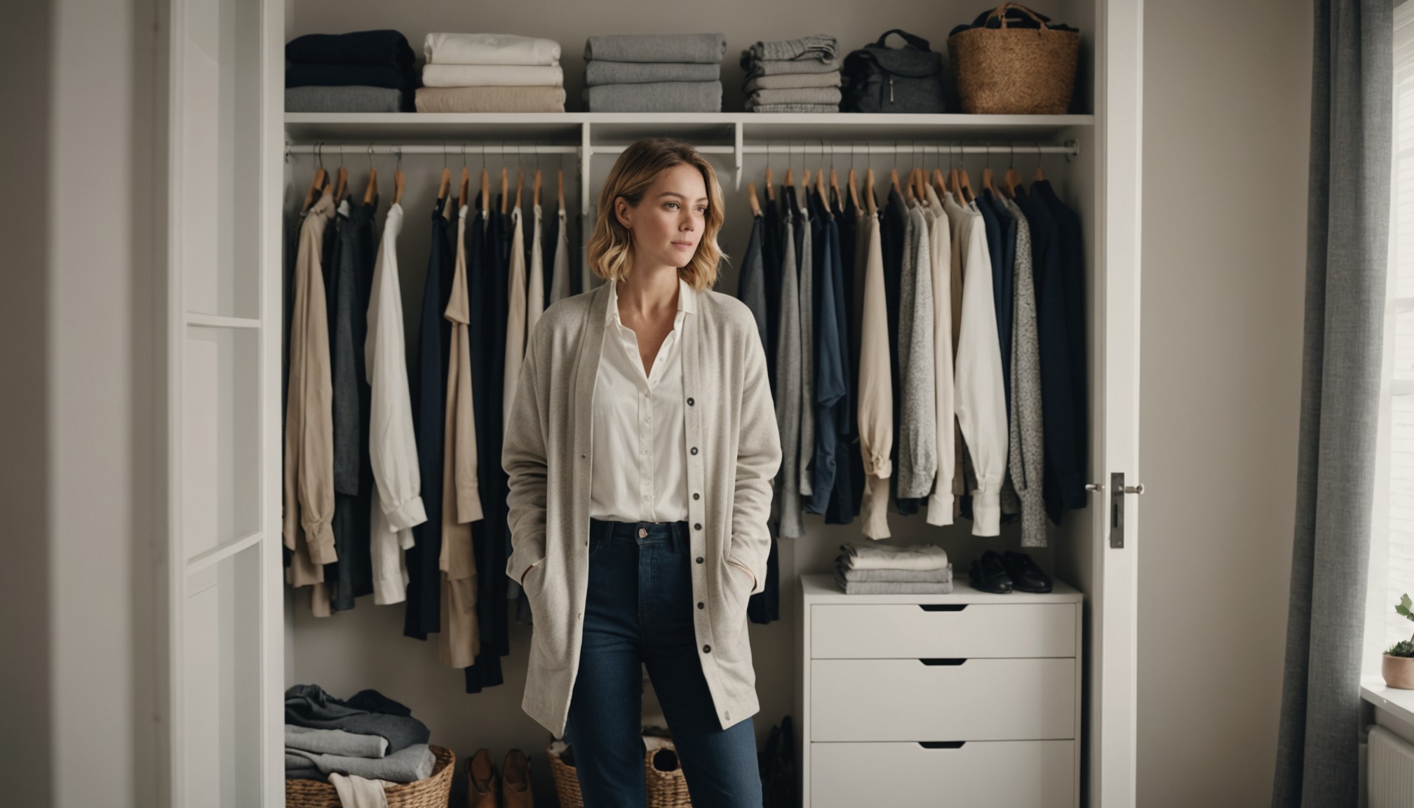 Illustration : définissez une palette de couleurs neutres (noir, blanc, — 5 astuces pour allier style et bien-être au quotidien