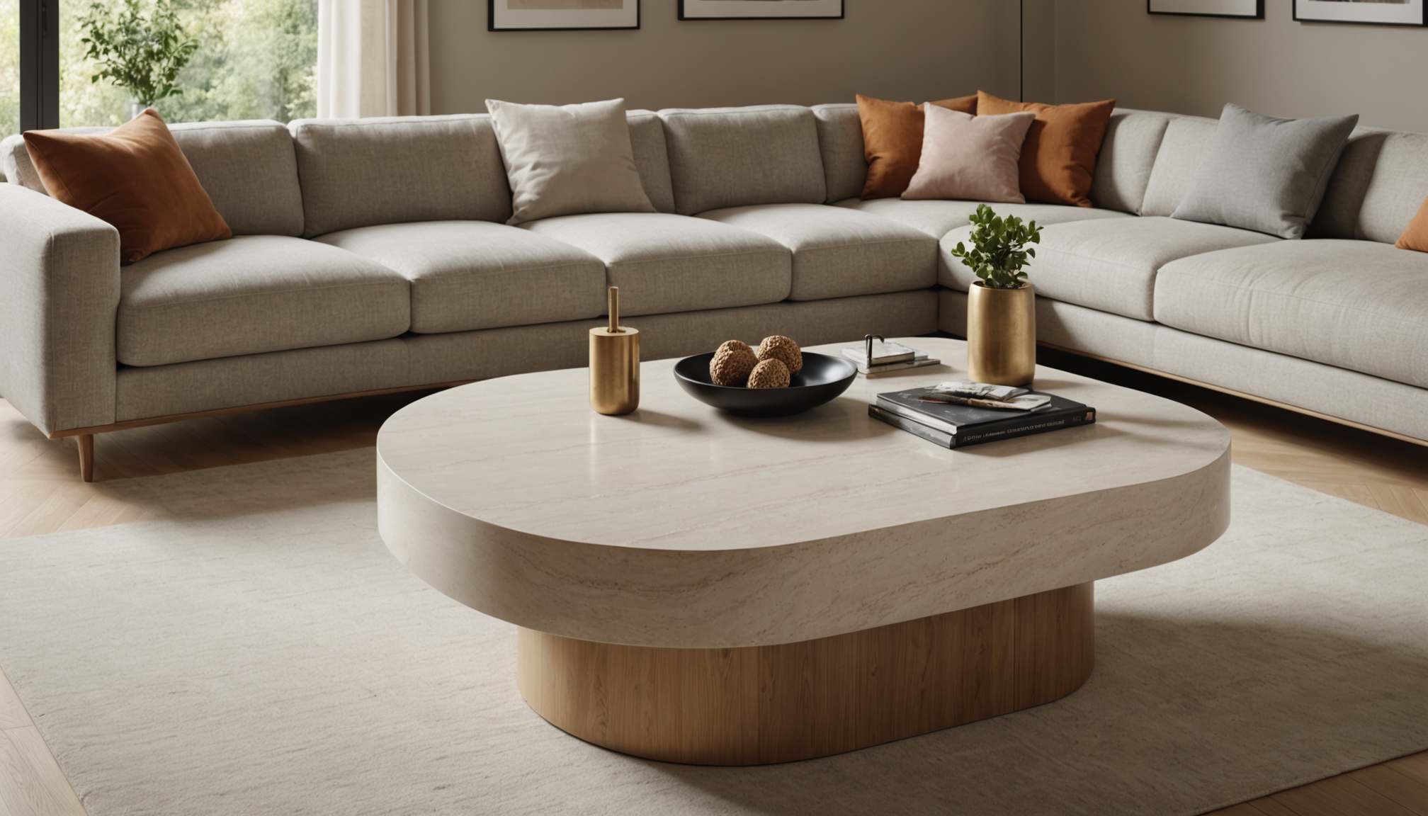 tendances décoration maison à suivre cette année — sculpté table basse plateau xxl, rangements intégrés marbre