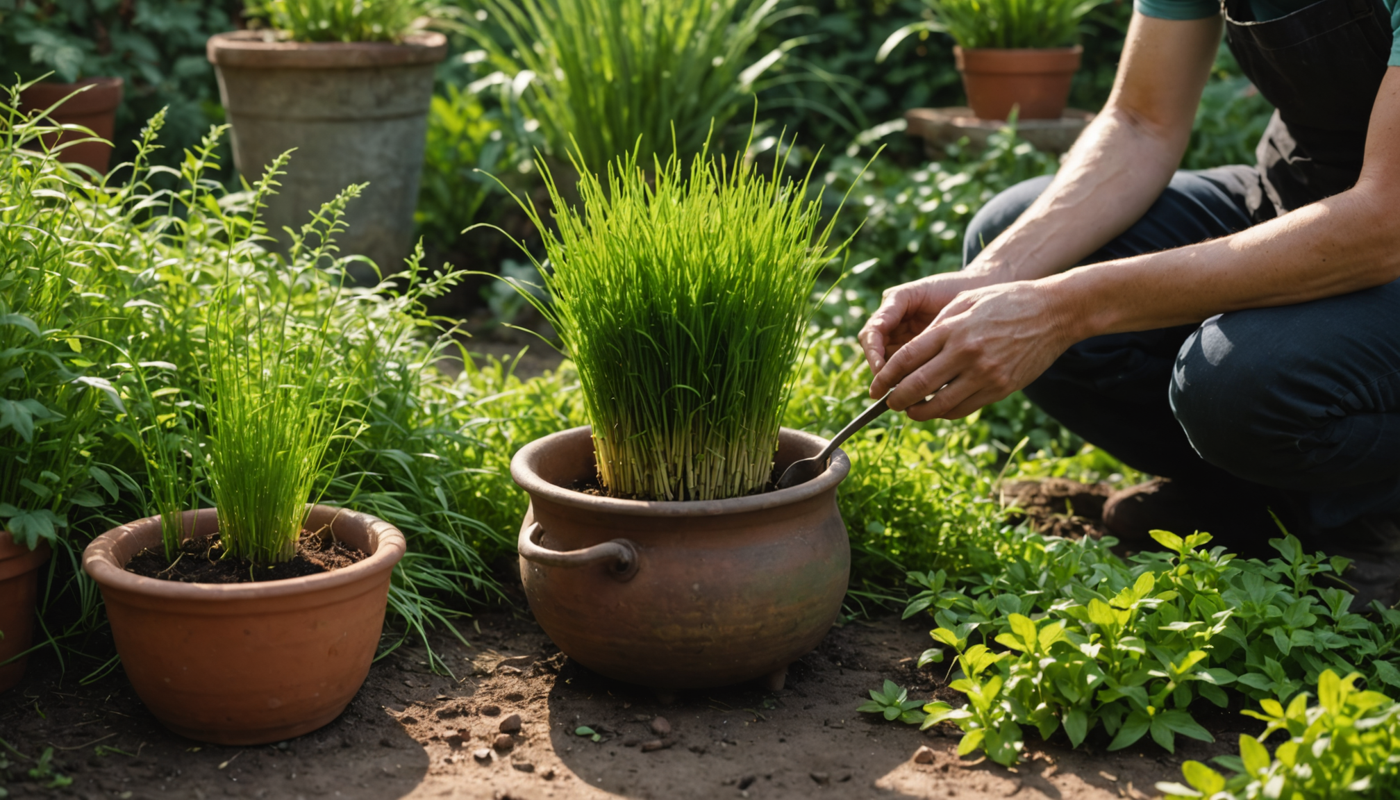 Illustration : la décoction de prêle renforce les défenses naturelles — entretien du jardin : astuces pour des plantes en bonne santé
